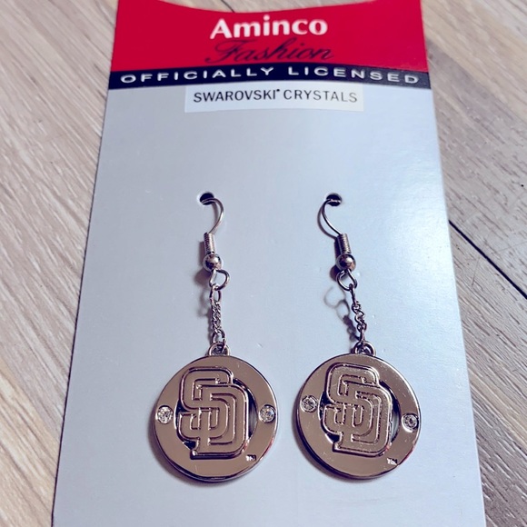 Aminco Jewelry - MLB San Diego Padres baseball dangling earrings